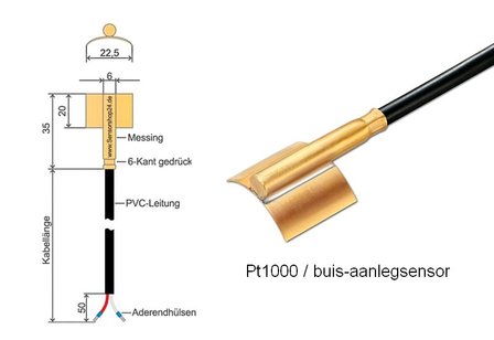 Pt1000 tube sensor 105C|Pt1000-1627