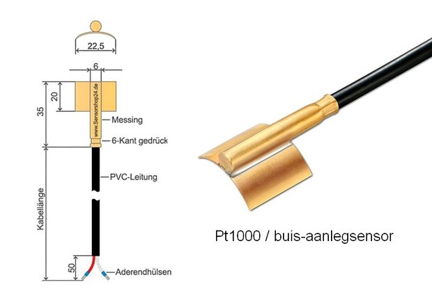 Pt1000 buis-sensor 105C|Pt1000-1627