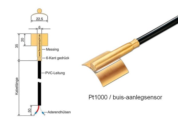 Pt1000 tube sensor 105C|Pt1000-1627