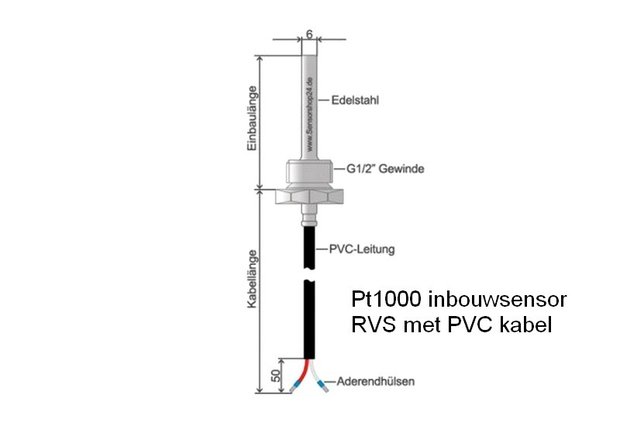 Rod sensor 200 mm|Pt1000-200mm-15m