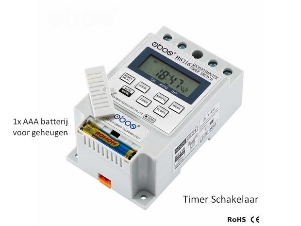 Timer Schakelaar met geheugen batterij